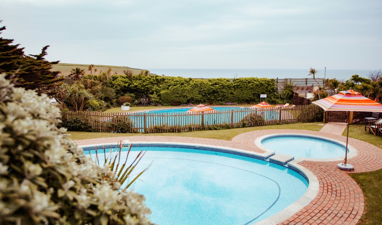 Swimming pool at Bedruthan Hotel & Spa in Cornwall