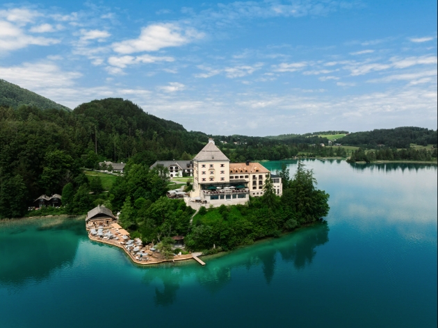 A castle on the edge of the water