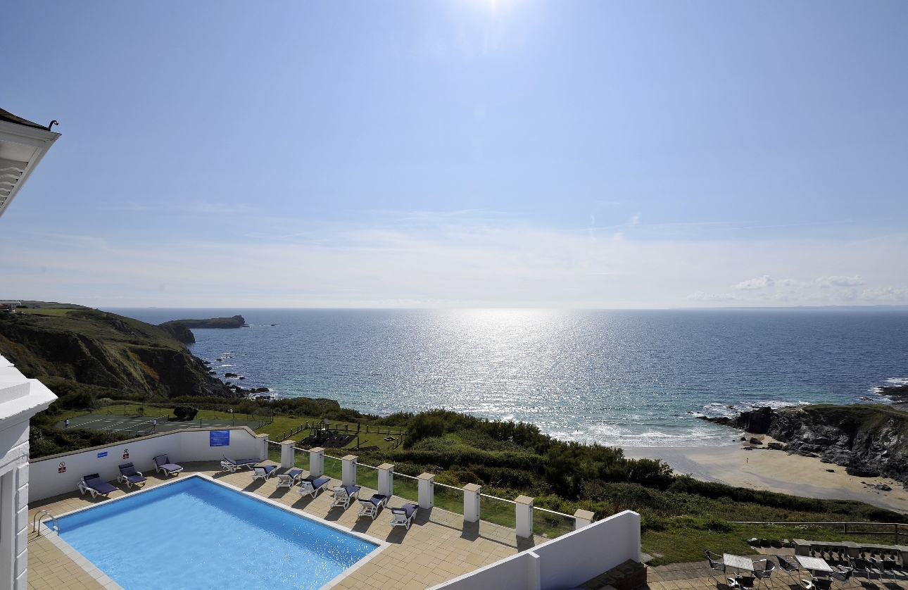 Cornwall's Polurrian on the Lizard outdoor pool and view